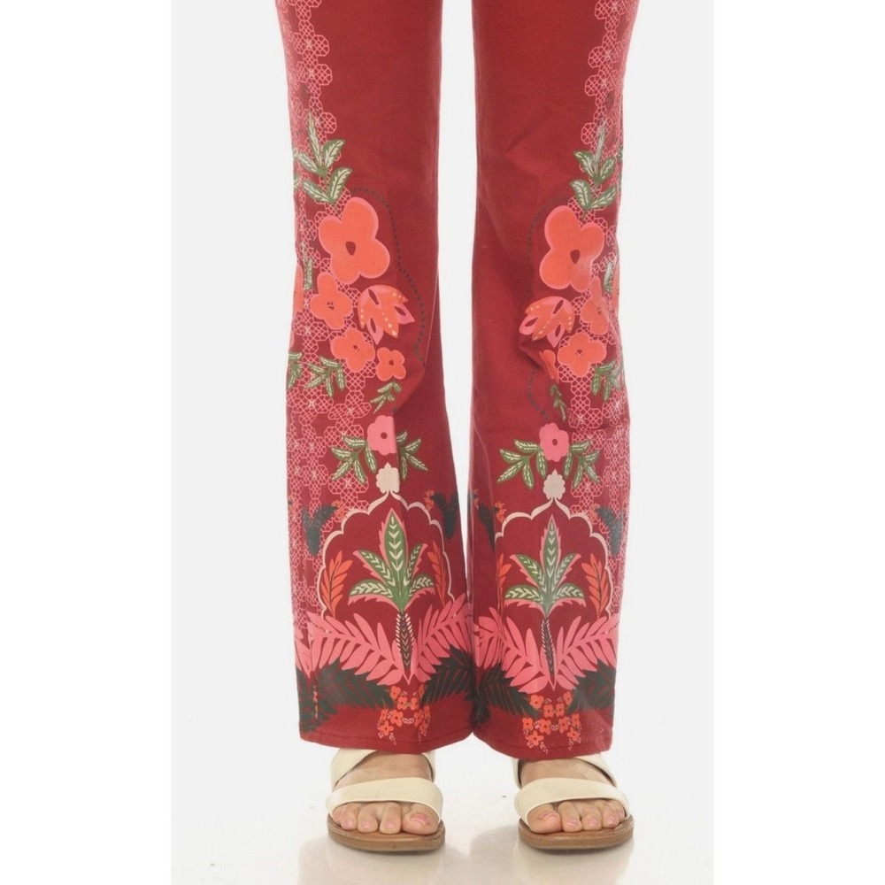 Johnny Was Jade Caleta Straight Flare Jeans Red Floral Print NWT Size 27 - Picture 6 of 6